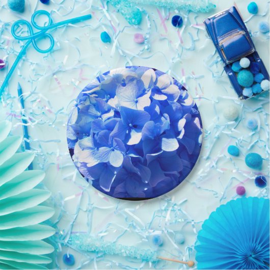 Assiettes En Carton Cobalt bleu floral élégant bleu hydrangées (Fête)