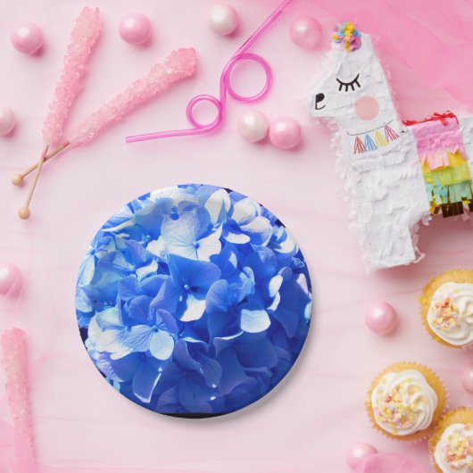 Assiettes En Carton Cobalt bleu floral élégant bleu hydrangées (Fête)