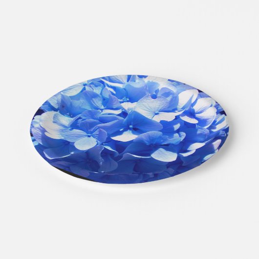 Assiettes En Carton Cobalt bleu floral élégant bleu hydrangées (Angle)