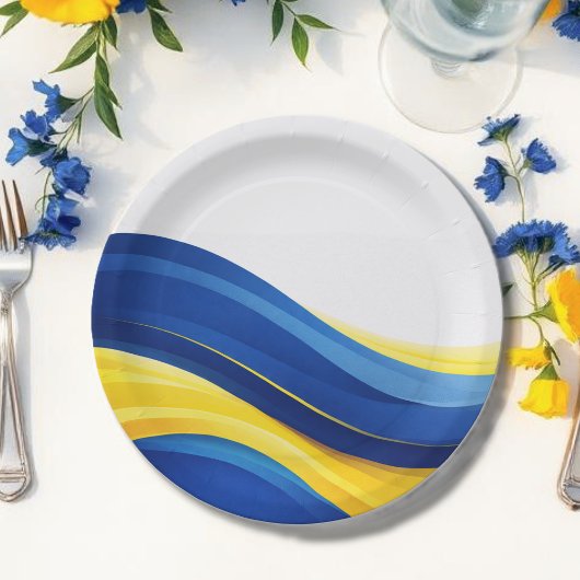 Assiettes En Carton Cobalt Blue and Yellow 