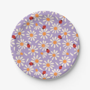 Assiettes En Carton Coccinelles et marguerites de printemps