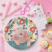 Assiettes En Carton Cochon de bébé convivial | Bébé mignon animal (Fête)