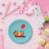 Assiettes En Carton Cochon de Guinée mignonne équitation d'un ballon d (Fête)