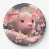 Assiettes En Carton Cochon Fluffé Cute (Devant)
