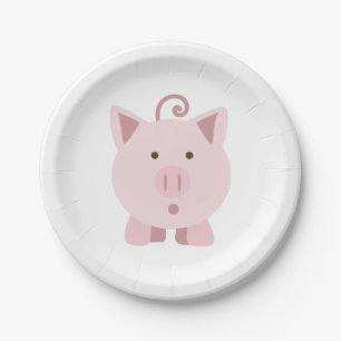 Assiettes En Carton Cochon mignon surpris