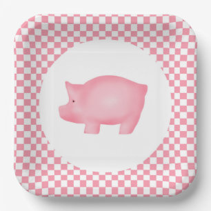 Assiettes En Carton Cochon rose 