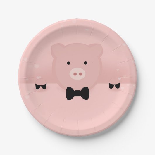 Assiettes En Carton Cochon rose Whimsical (Devant)