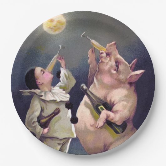 Assiettes En Carton Cochon victorien (Devant)