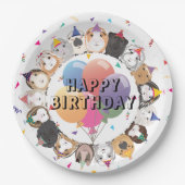 Assiettes En Carton Cochons et ballons de Guinée mignonne fête d'anniv (Devant)