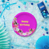 Assiettes En Carton Cochons Et Fleurs De Guinée Rose, Plaques De Papie (Fête)