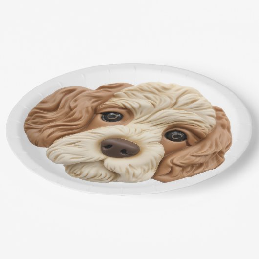 Assiettes En Carton Cockapoo Chien 3D Inspiré (Angle)