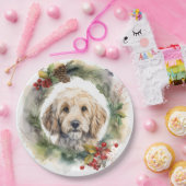 Assiettes En Carton Cockapoo Christmas Wreath Festive Pup (Fête)