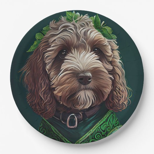 Assiettes En Carton Cockapoo Dog en robe de fête St. Patrick (Devant)