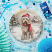 Assiettes En Carton Cockapoo Dog in Snow Christmas (Fête)