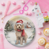 Assiettes En Carton Cockapoo Dog in Snow Christmas (Fête)