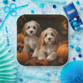 Assiettes En Carton Cockapoo Puppy Citrouille d'automne (Fête)