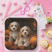 Assiettes En Carton Cockapoo Puppy Citrouille d'automne (Fête)