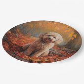 Assiettes En Carton Cockapou dans les feuilles d'automne automne autom (Angle)