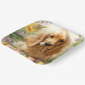Assiettes En Carton Cocker Spaniel avec Oeufs de Pâques Fêtes (Angulaire)