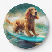 Assiettes En Carton Cocker Spaniel Beach Surf Peinture (Devant)