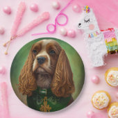 Assiettes En Carton Cocker Spaniel Chien en robe de fête St. Patrick (Fête)
