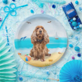 Assiettes En Carton Cocker Spaniel Chien sur la plage (Fête)
