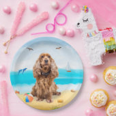 Assiettes En Carton Cocker Spaniel Chien sur la plage (Fête)