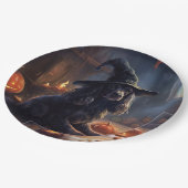 Assiettes En Carton Cocker Spaniel Citrouilles Halloween effrayant (Angle)