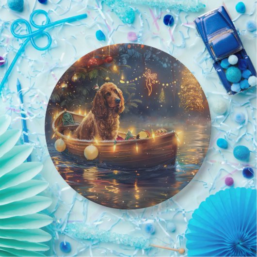 Assiettes En Carton Cocker Spaniel Noël Festive Voyage (Fête)