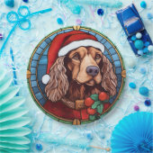 Assiettes En Carton Cocker Spaniel Vitrail Noël (Fête)
