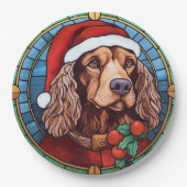 Assiettes En Carton Cocker Spaniel Vitrail Noël (Devant)