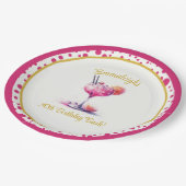 Assiettes En Carton Cocktail à thème rose Anniversaire (Angle)