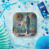 Assiettes En Carton Cocktail atomique futuriste du milieu du siècle (Fête)