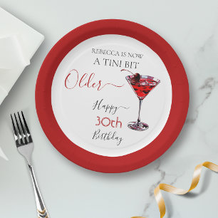 Assiettes En Carton Cocktail de cerise Un peu plus vieux Anniversaire