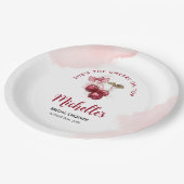 Assiettes En Carton Cocktail Mariage Été Cerise sur le Ruban (Angle)