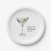 Assiettes En Carton Cocktail Martini 60e fête d'anniversaire (Devant)