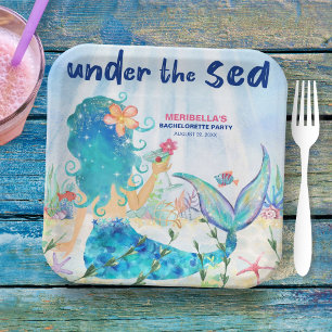Assiettes En Carton Cocktail Mermaid Sous La Bachelorette Sea Beach