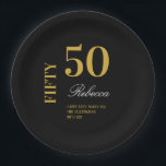 Assiettes En Carton Cocktail minimum Black & Gold 50th Birthday Party<br><div class="desc">Plaques de papier à cocktail 50th Birthday Party Black & Gold minimal</div>