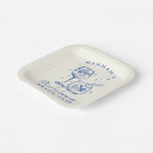 Assiettes En Carton Cocktail moderne rétro Bachelorette Bleu (Angulaire)
