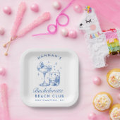 Assiettes En Carton Cocktail moderne rétro Bachelorette Bleu (Fête)