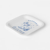 Assiettes En Carton Cocktail moderne rétro Bachelorette Bleu (Angulaire)