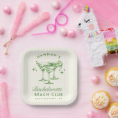 Assiettes En Carton Cocktail moderne rétro Bachelorette Vert (Fête)
