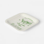 Assiettes En Carton Cocktail moderne rétro Bachelorette Vert (Angulaire)