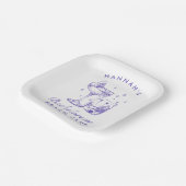 Assiettes En Carton Cocktail moderne rétro Bachelorette violet (Angulaire)