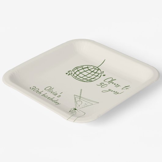 Assiettes En Carton Cocktail Retro Anniversaire Fancy (Angulaire)