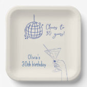 Assiettes En Carton Cocktail Retro Anniversaire Fancy (Recto)