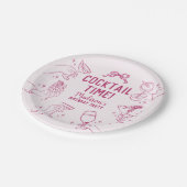 Assiettes En Carton Cocktail rose Plaques de fête d'anniversaire (Angle)