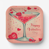 Assiettes En Carton Cocktail Valentine Martini du milieu du siècle (Recto)
