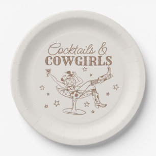 Assiettes En Carton Cocktails Beige et Cow-Girls Anniversaire Enterrem