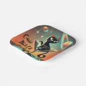 Assiettes En Carton Cocktails de chat noir cosmique futuriste atomique (Angulaire)